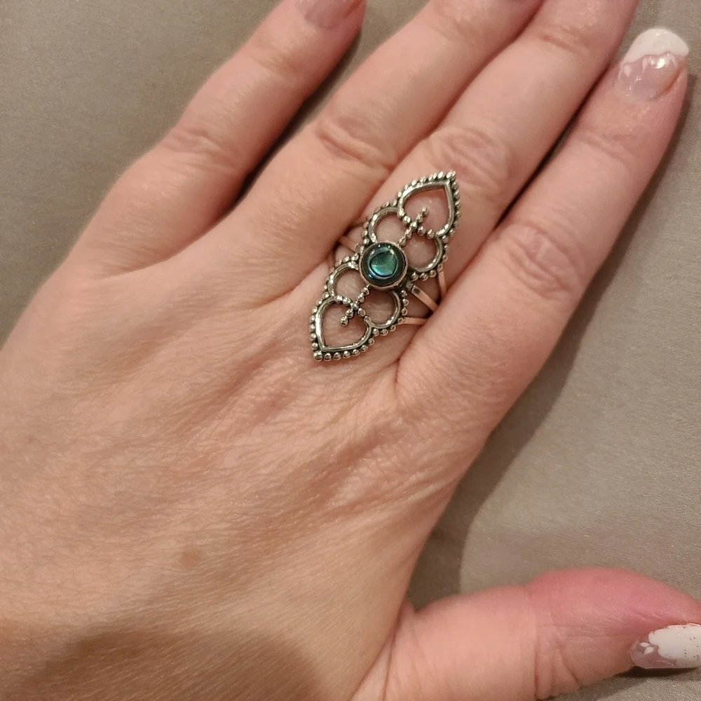 Sterling silver abalone shell ring